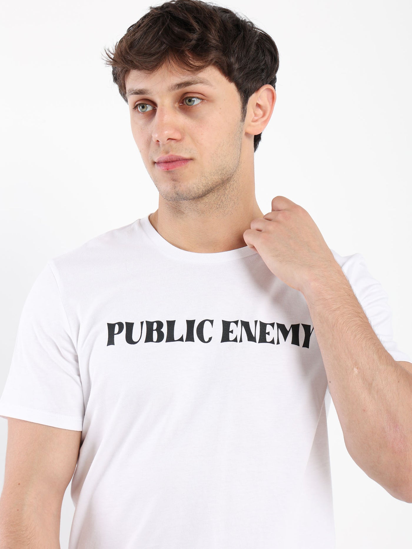 T-Shirt - "Public Enemy" Front Print - Round Neck