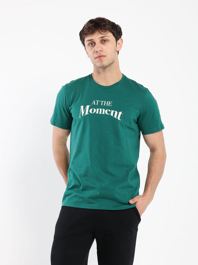 T-Shirt - "At The Moment" Front Print - Round Neck