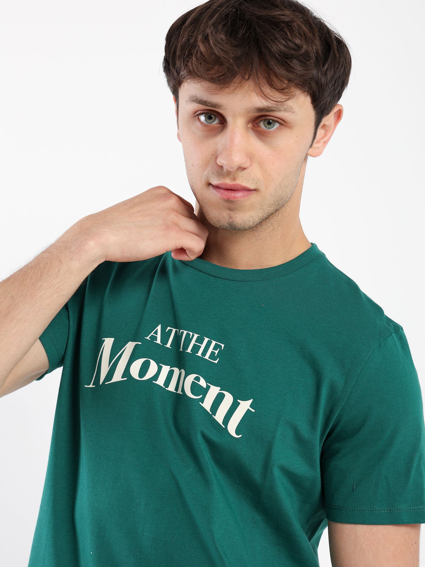 T-Shirt - "At The Moment" Front Print - Round Neck