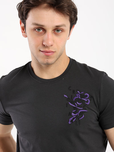 T-Shirt - Embroidered Flower - Muscle Fit