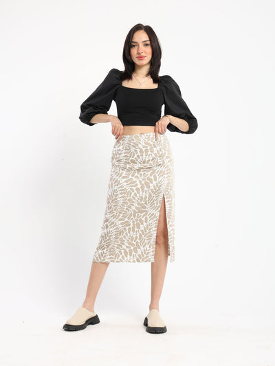 Skirt -Printed - Front Slit
