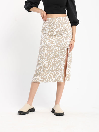 Skirt -Printed - Front Slit