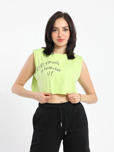 T-Shirt - "Everything Is Looking Up" Print - Sleeveless