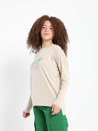 T-Shirt - "Summer Vibes" Front Print - Long Sleeves
