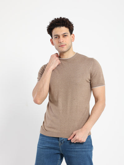 T-Shirt - Plain - Contrasting Collar and Sleeves