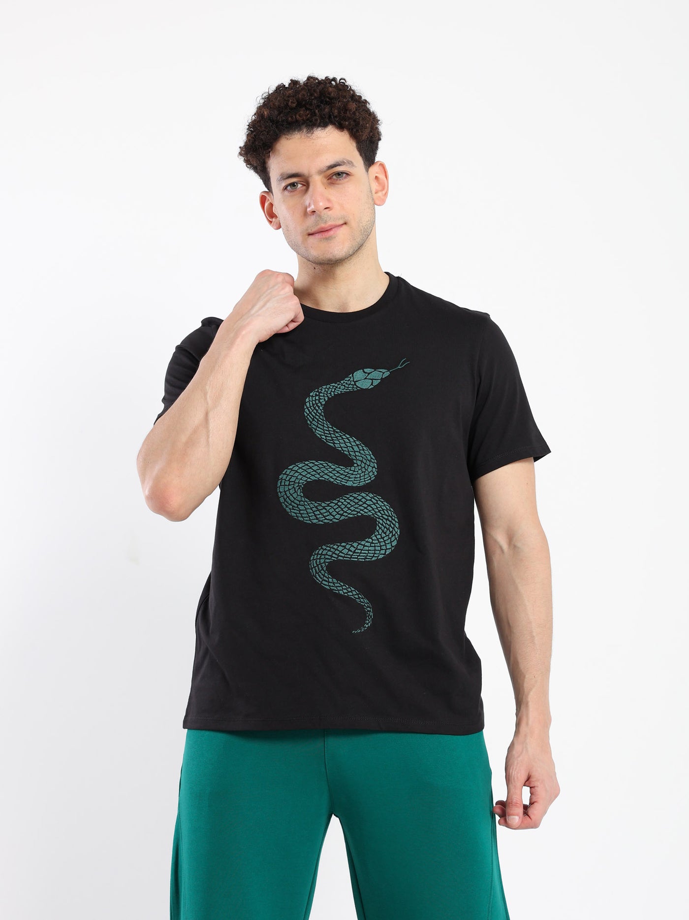 T-Shirt Relaxed Embo Green Lurex Snake
