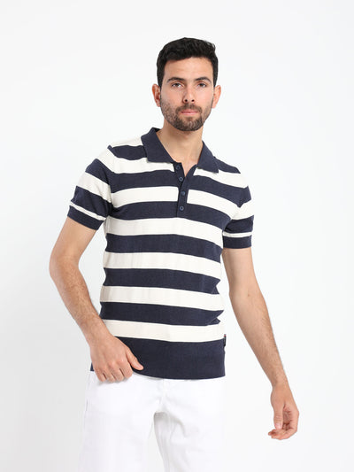 Polo Shirt - Knitted - Striped