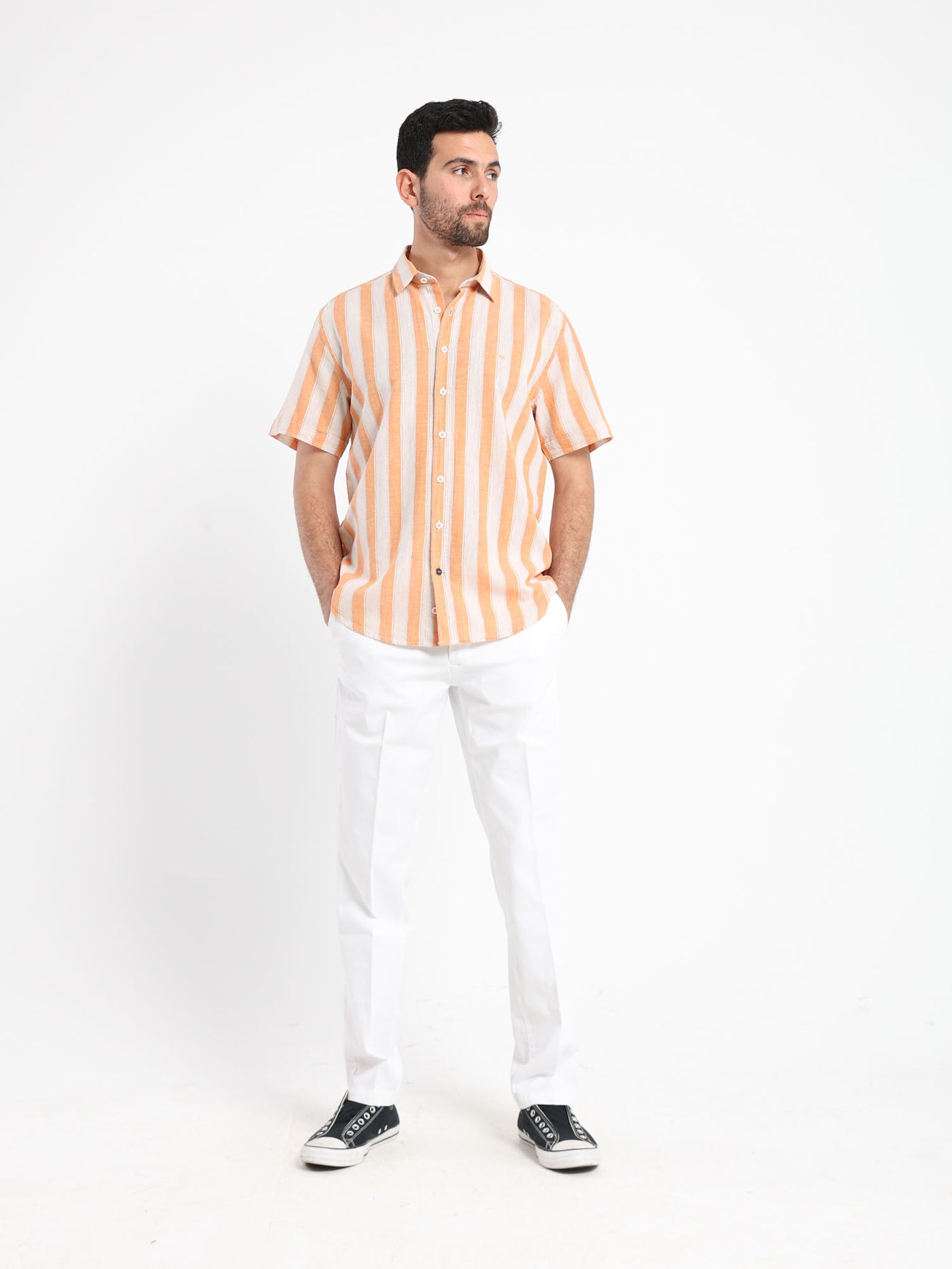 Shirt - Striped - Linen - Short Sleeves