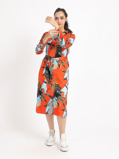 Dress - Floral Patterned - Long Sleeves