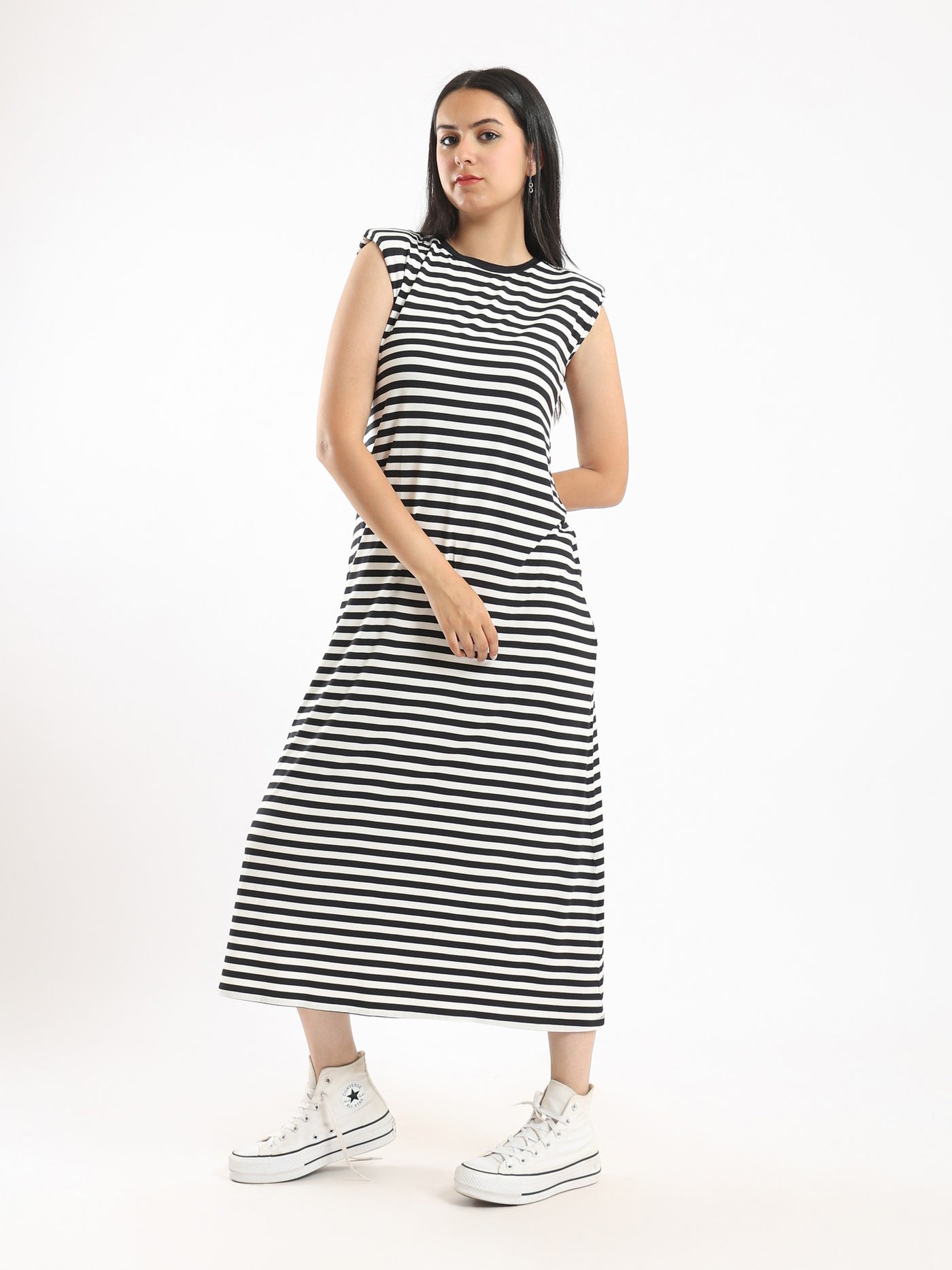 Dress - Sleeveless - Striped
