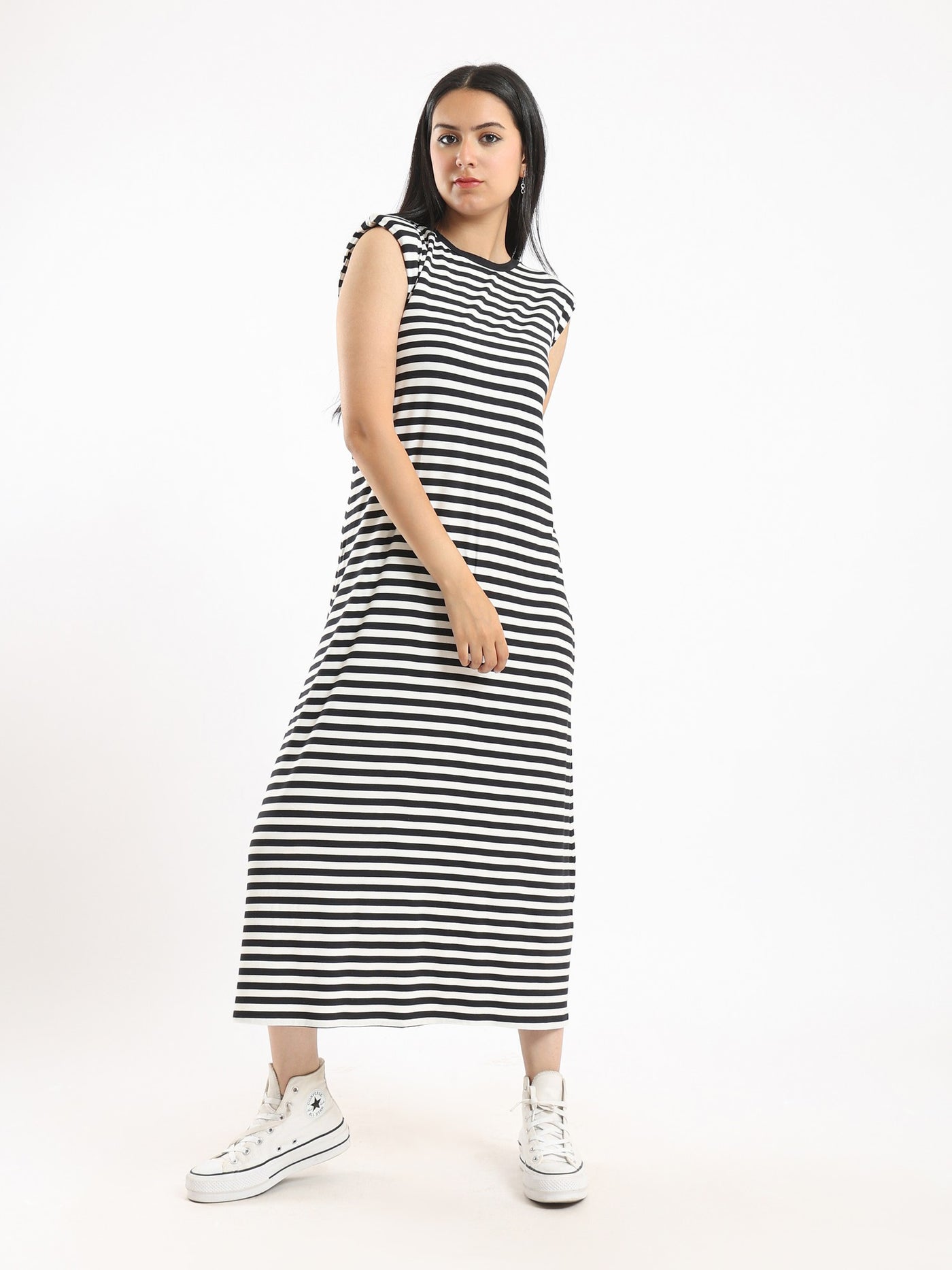 Dress - Sleeveless - Striped