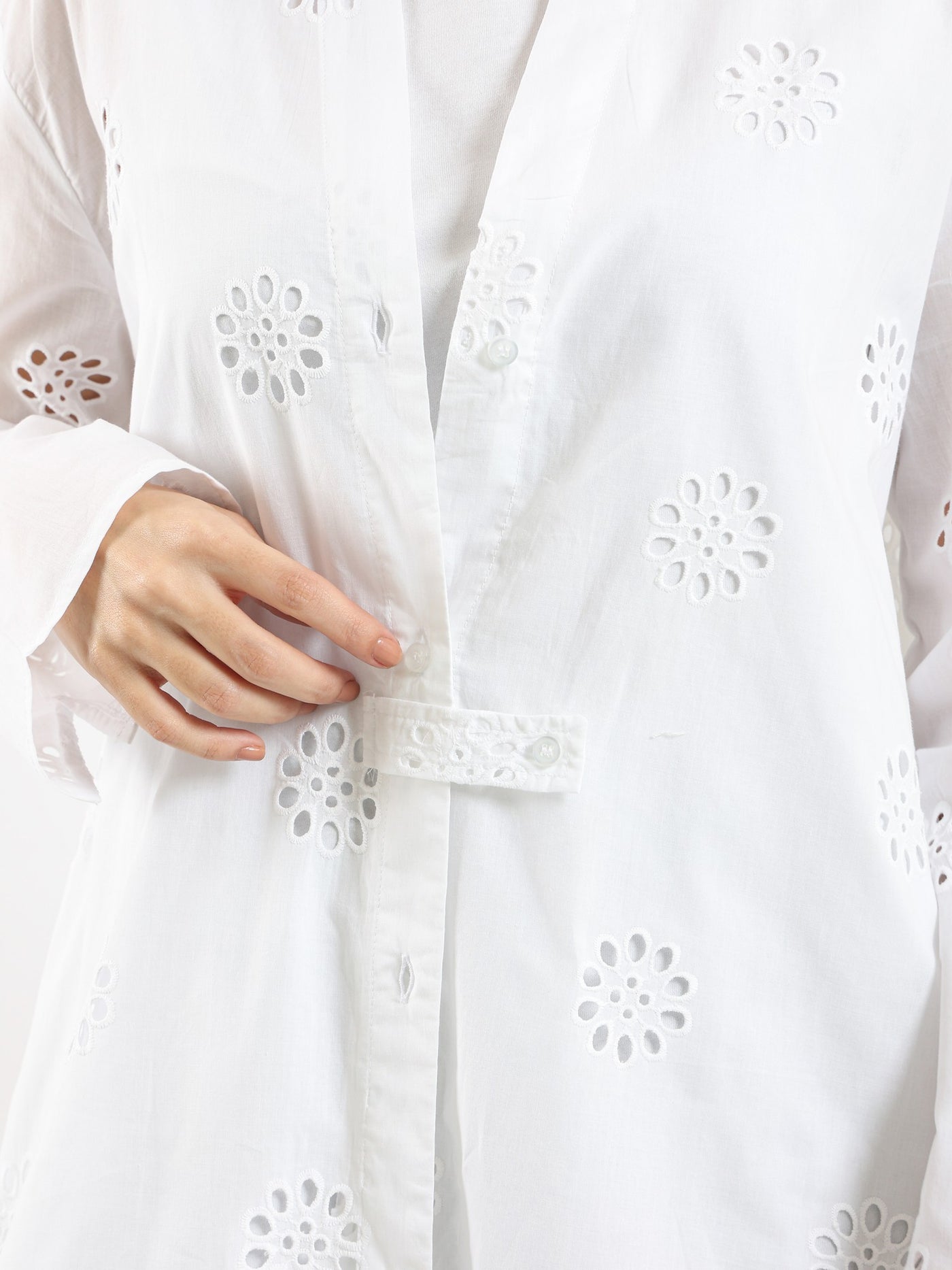 Long Shirt - Perforated - Side Slits