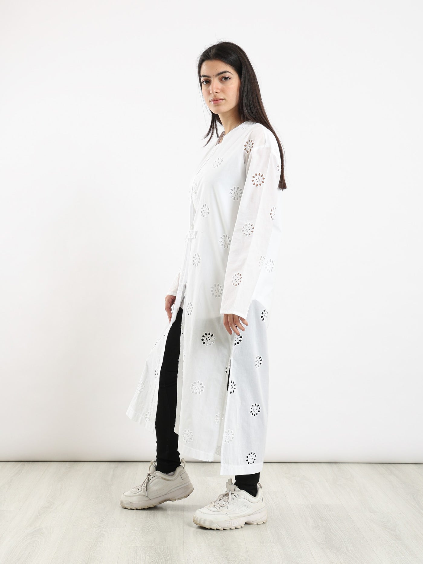 Long Shirt - Perforated - Side Slits