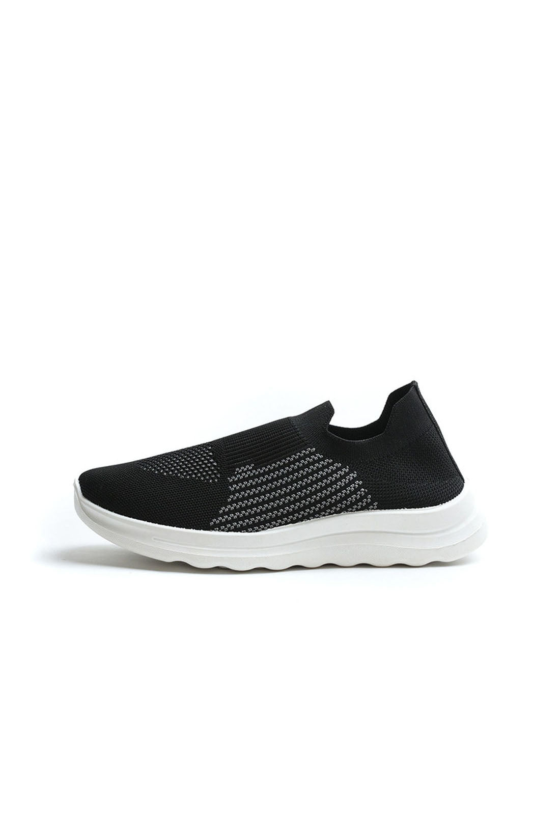 Knit Sneakers - Sportive Canvas Sock - Slip-On - Black & White