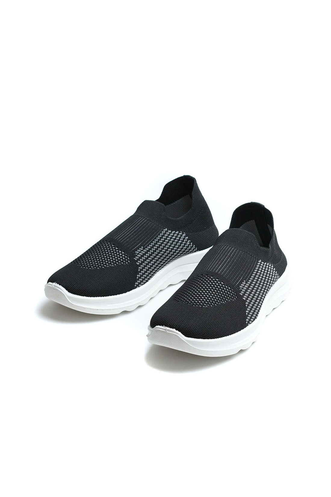 Knit Sneakers - Sportive Canvas Sock - Slip-On - Black & White