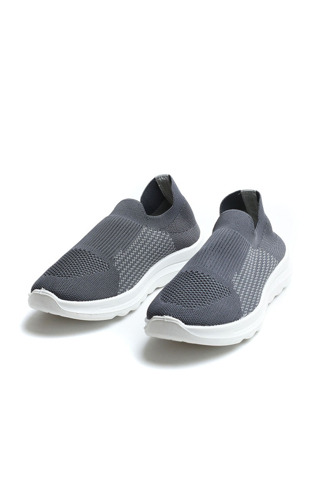 Knit Sneakers - Sportive Canvas Sock - Slip-On - Grey