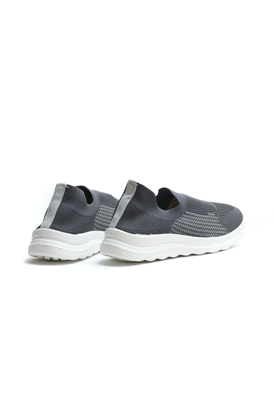 Knit Sneakers - Sportive Canvas Sock - Slip-On - Grey