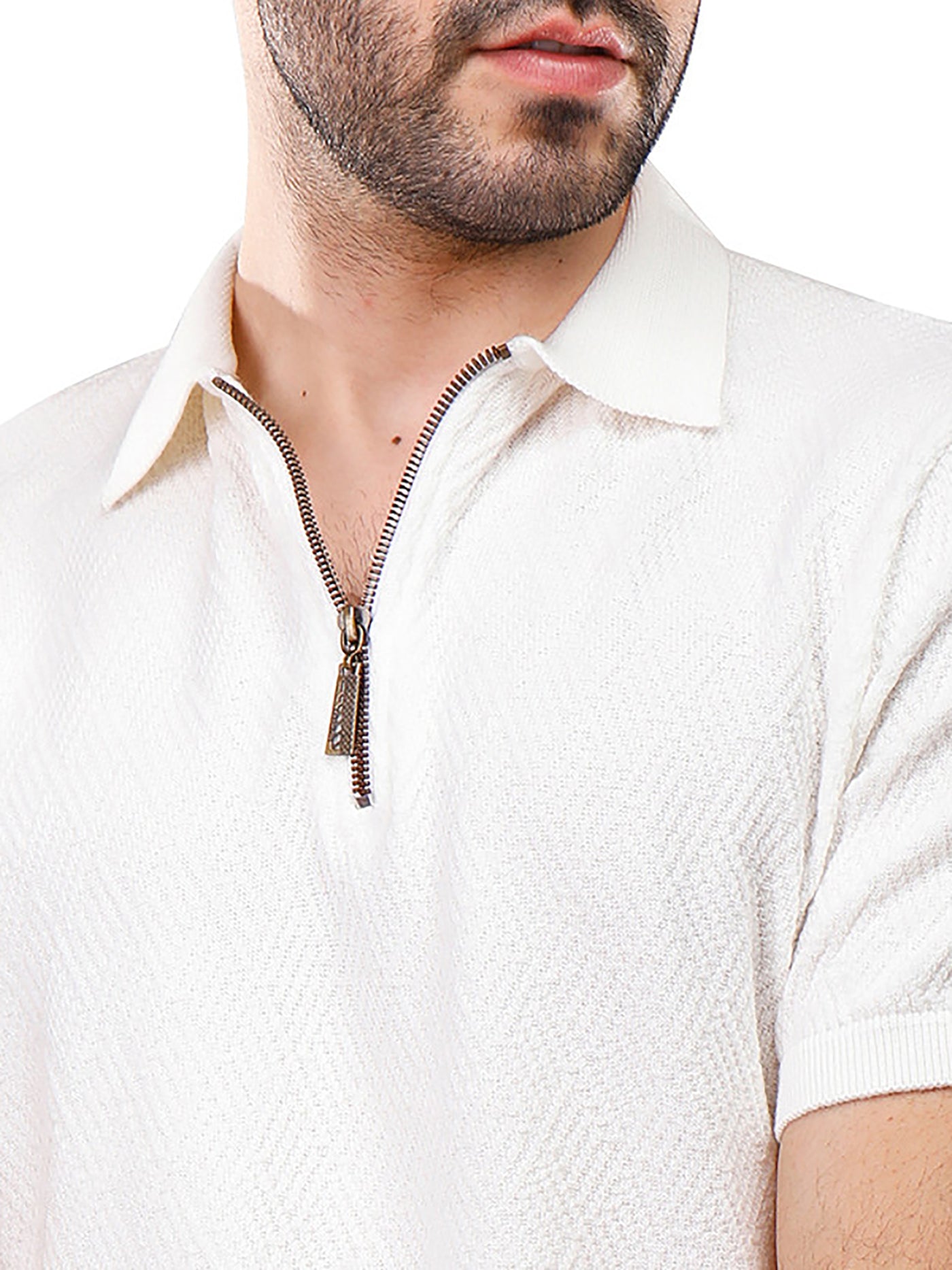 Polo Shirt - Plain -  Zipped Neck