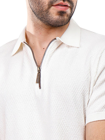 Polo Shirt - Plain -  Zipped Neck