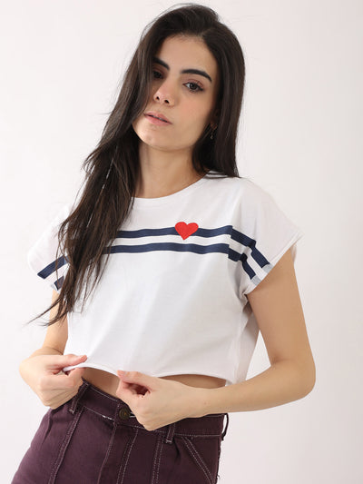 T-Shirt - Striped - Cropped