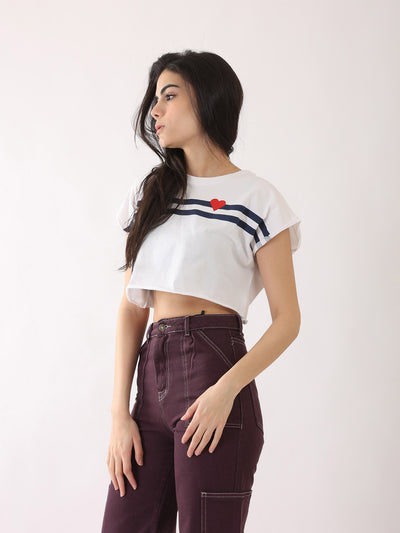 T-Shirt - Striped - Cropped