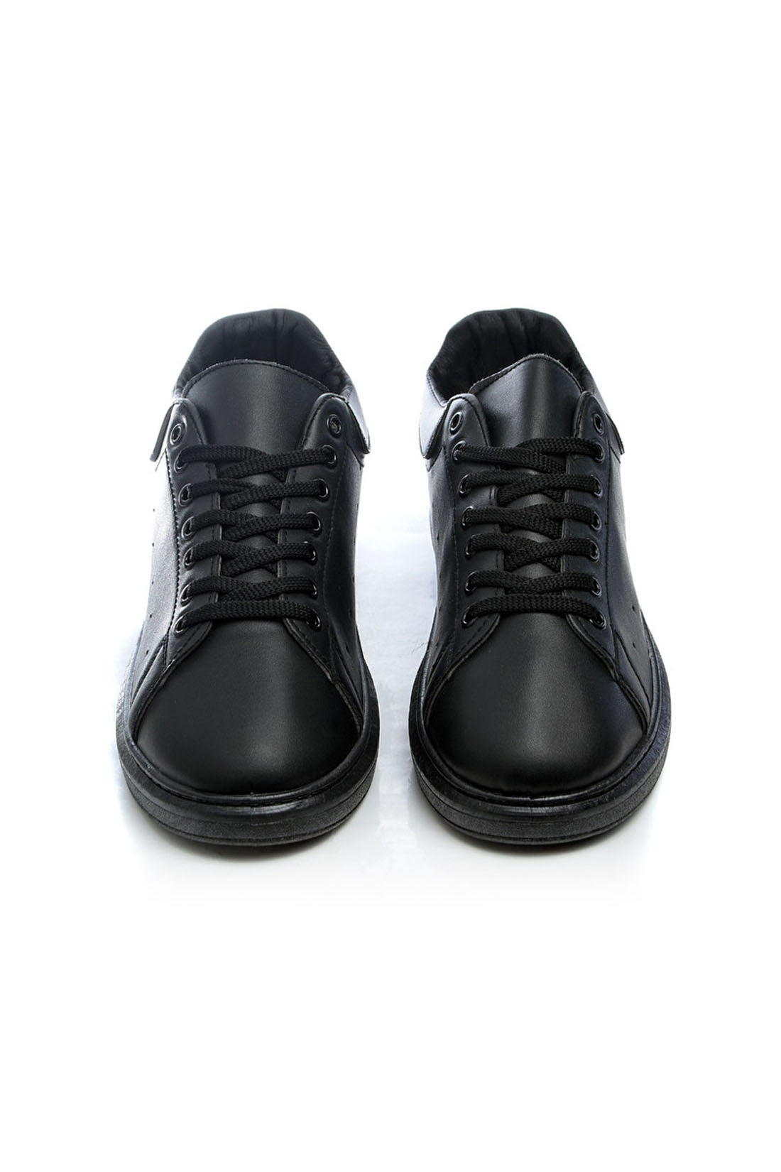 Sneakers - Leather - Basic Lace-Up - Black