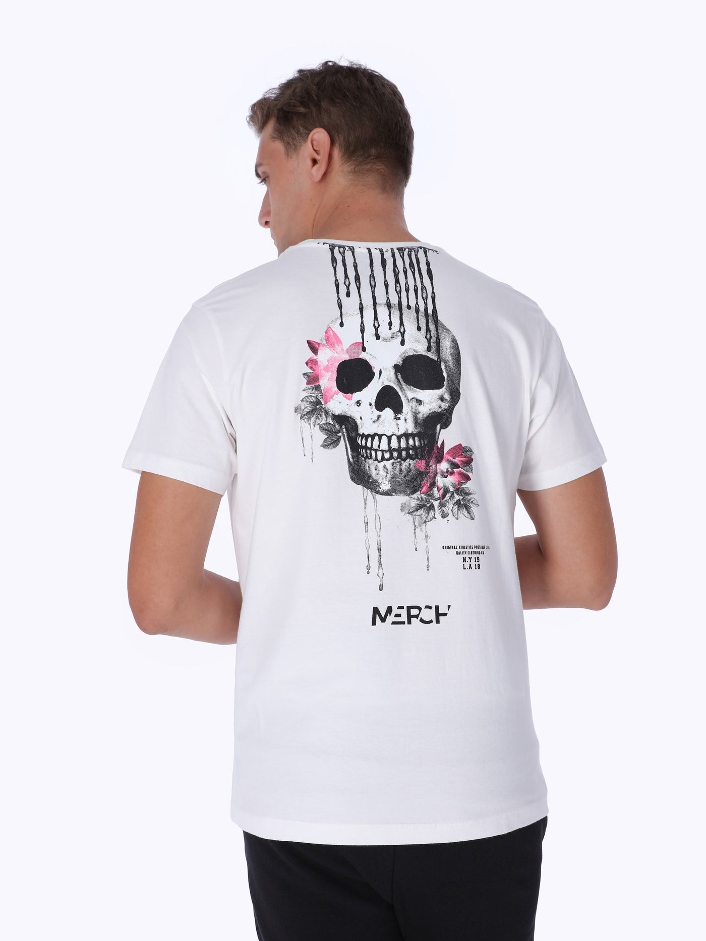 Merch Men's Skull Printed on Back T-Shirt