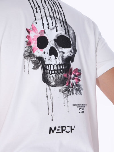 Merch Men's Skull Printed on Back T-Shirt
