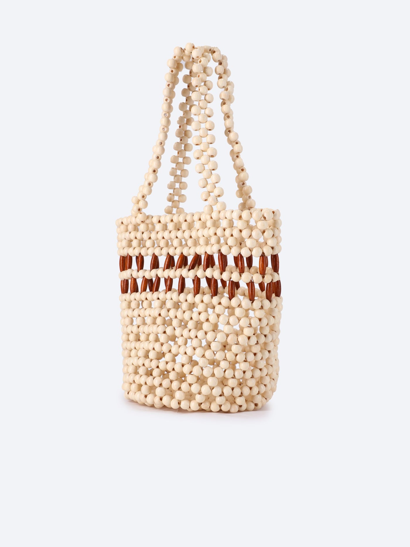 Olma Women's Canava Wooden Beads Hand & Shoulder Bag