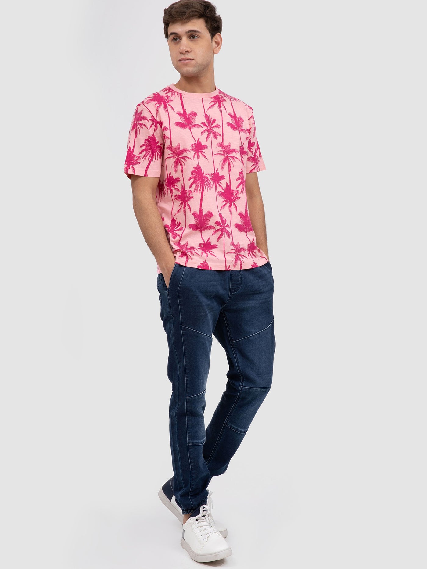 Premoda Mens All-Over Palms Printed T-Shirt