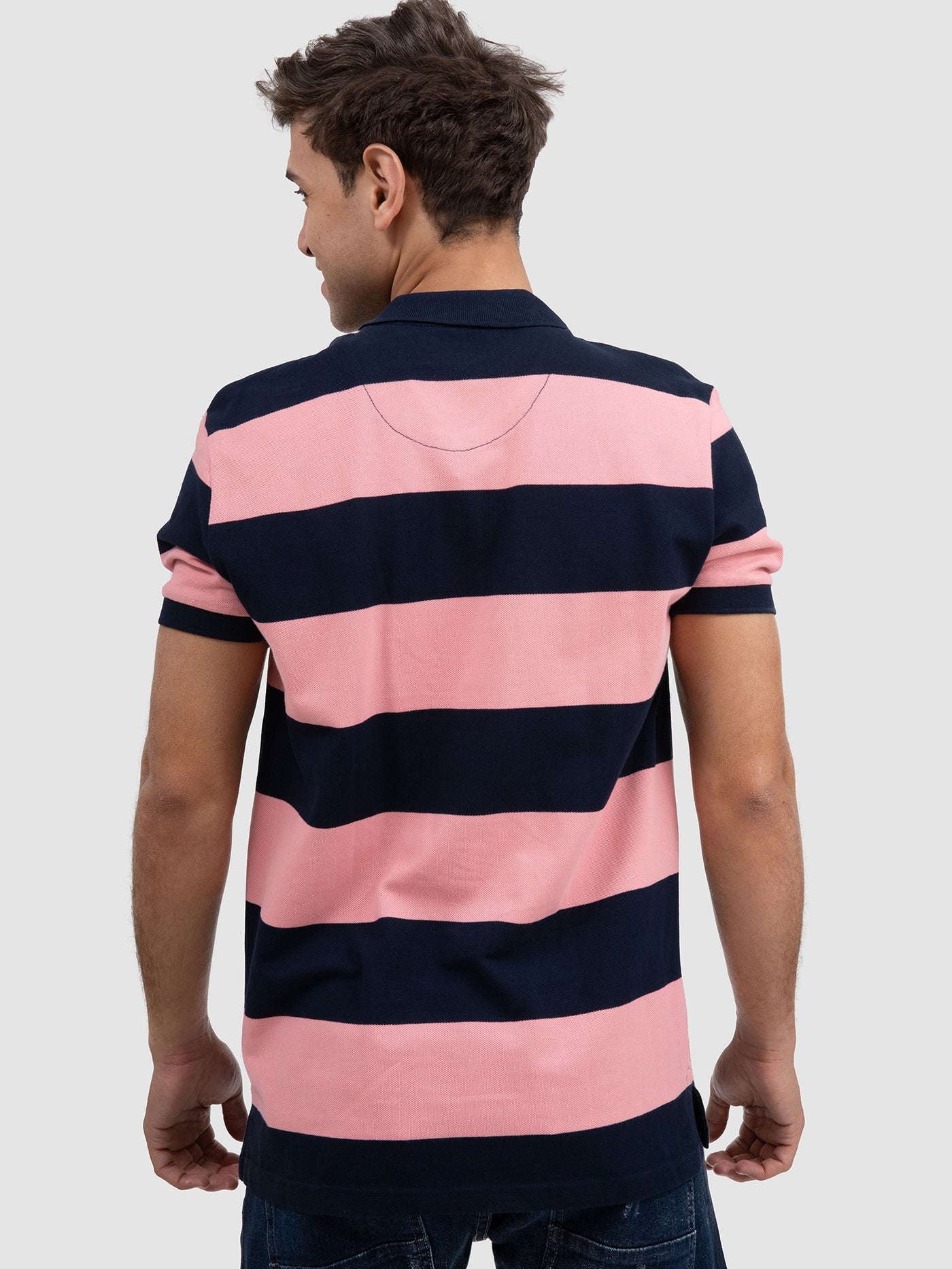 Premoda Mens Wide Horizontal Striped Polo Shirt