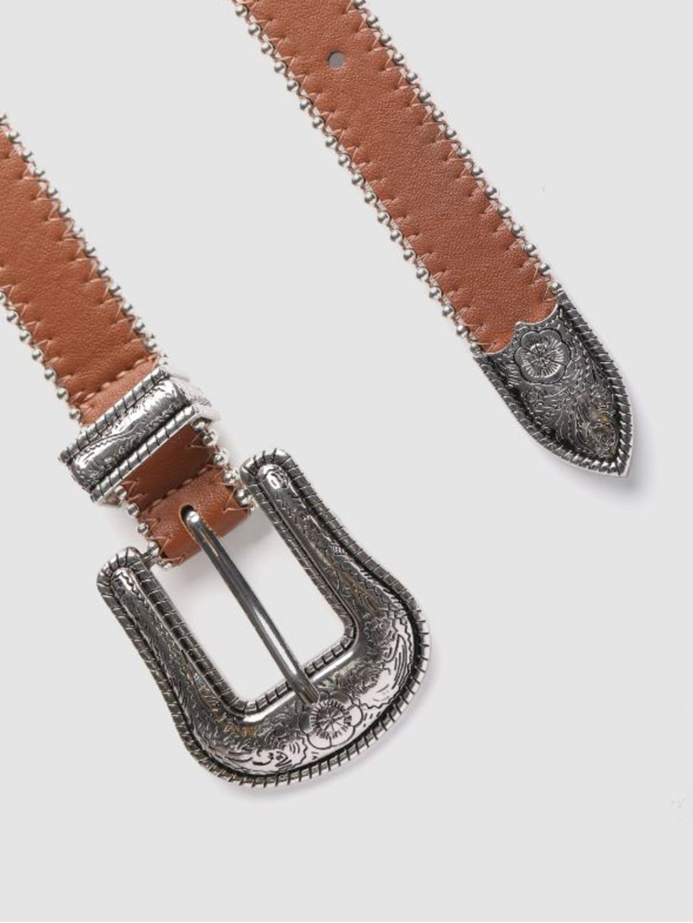 Premoda Womens Metal Buckle Bead Detail Belt