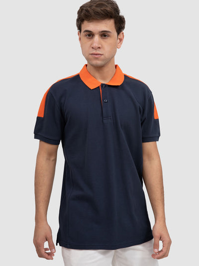 Premoda Mens Contrasting Collar and Shoulder  Polo Shirt