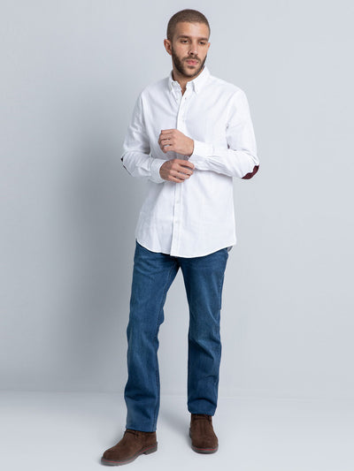 Dalydress Mens Button Down Contrast Elbow Patch Shirt