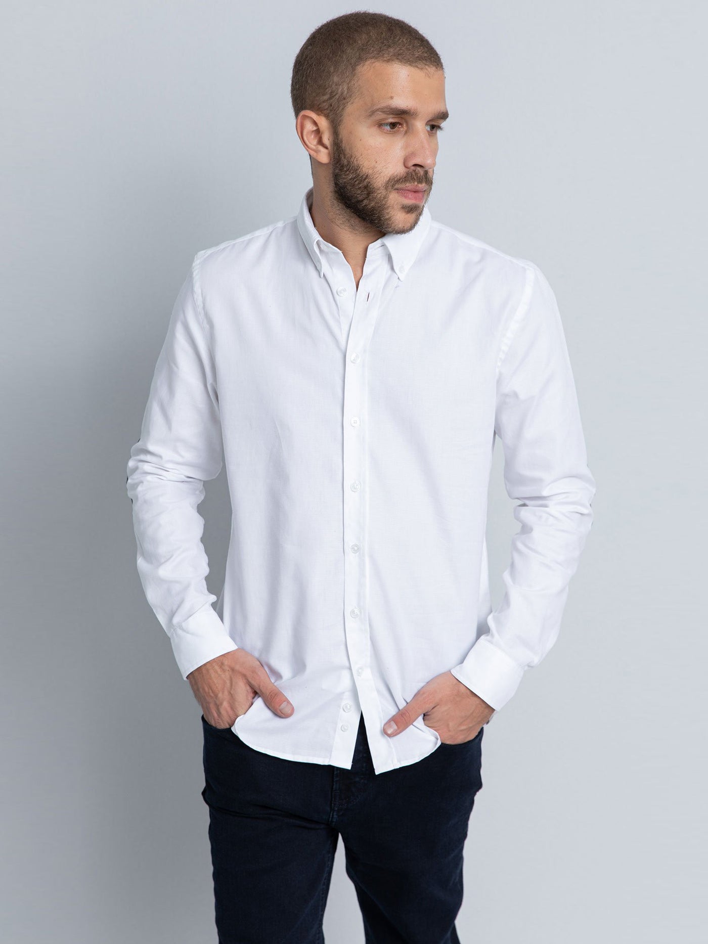 Dalydress Mens Contrast Elbow Patch Shirt