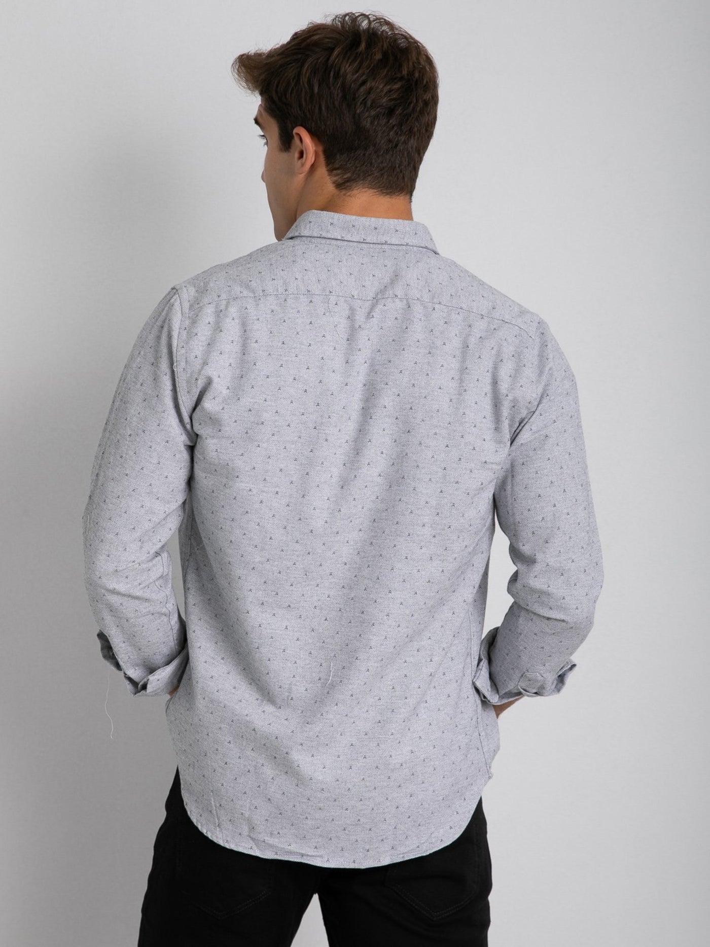 Premoda Mens Long Sleeve Printed Textured Shirt