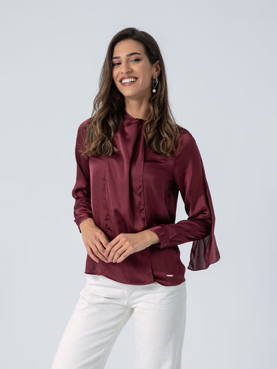 Blouse - Silk With Bow