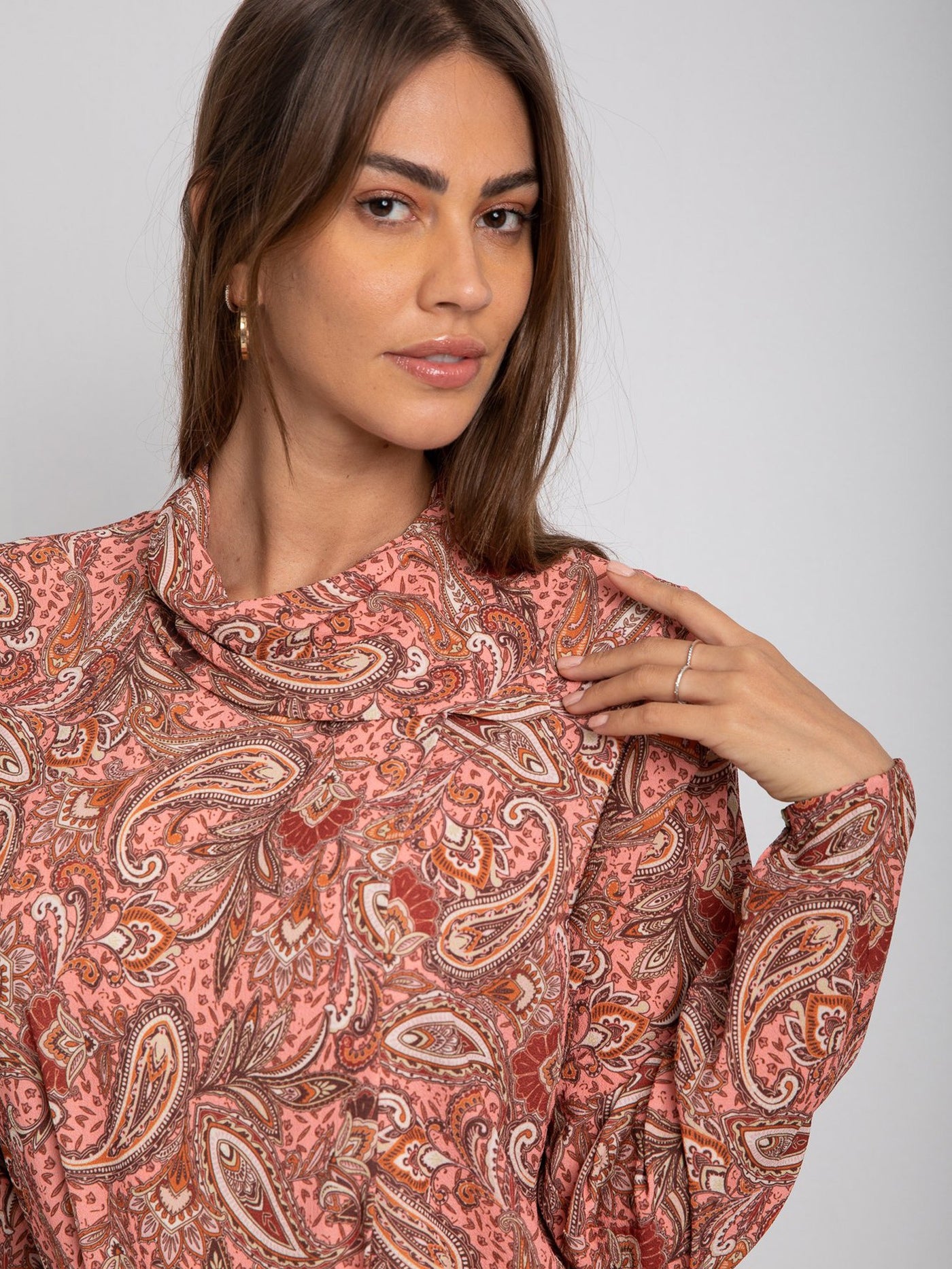 Paisly Blouse - Rolled Neck