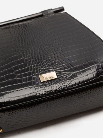 Crossbody Bag - Shiny Croc Patterned Leather