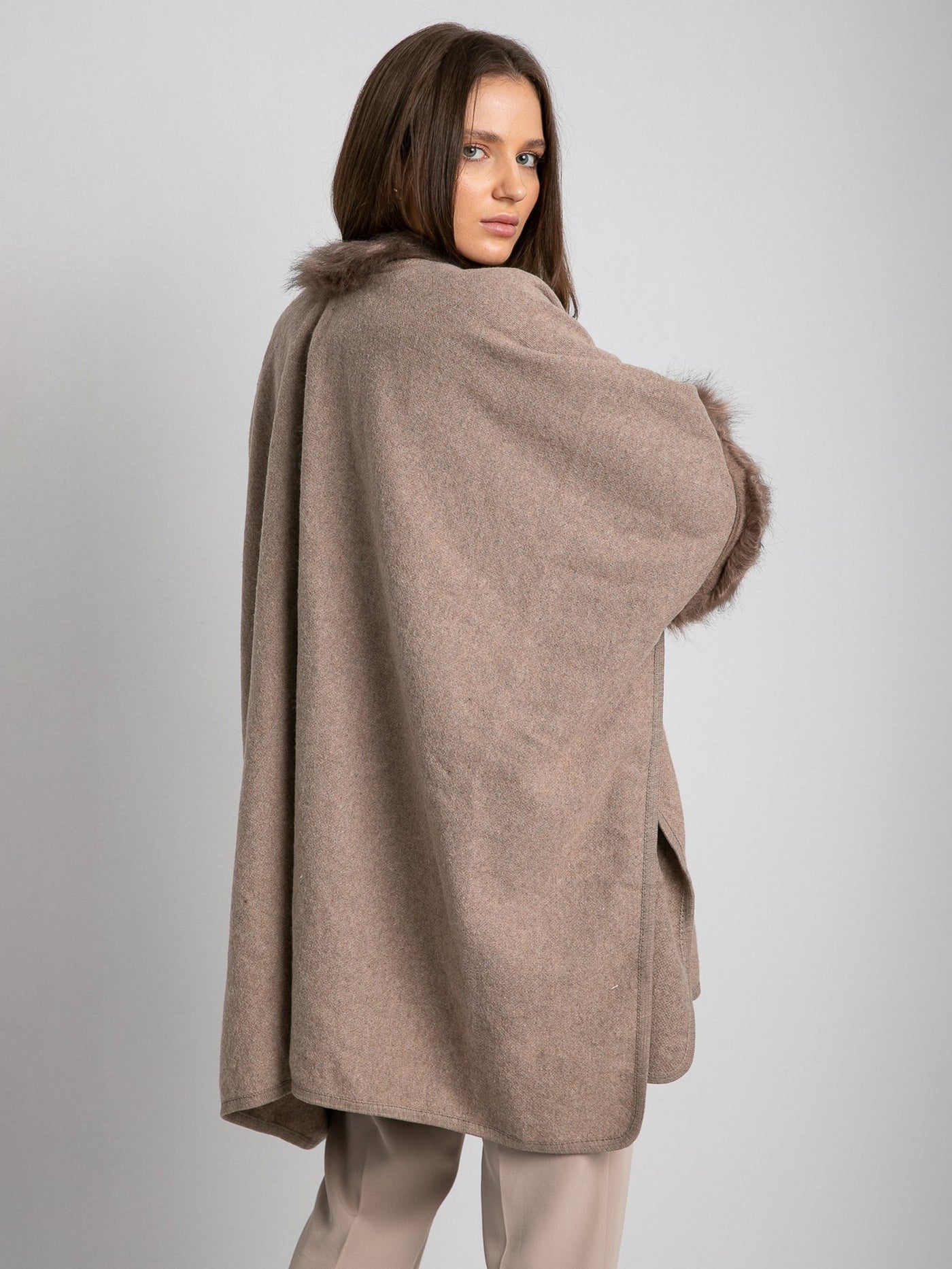 Poncho with Fur Details