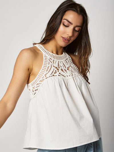 Top - With Knitted Details - Sleeveless