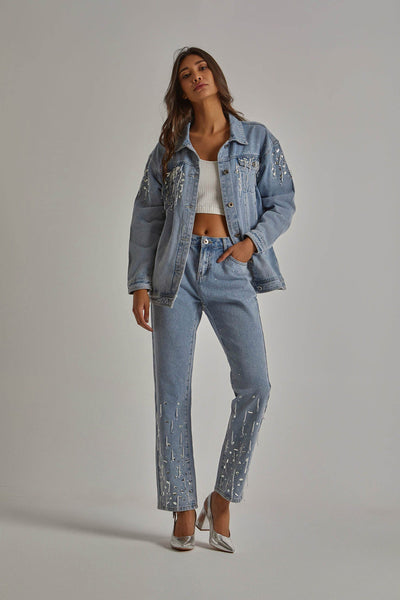 Jeans - Crystal Trimmed - Stylish