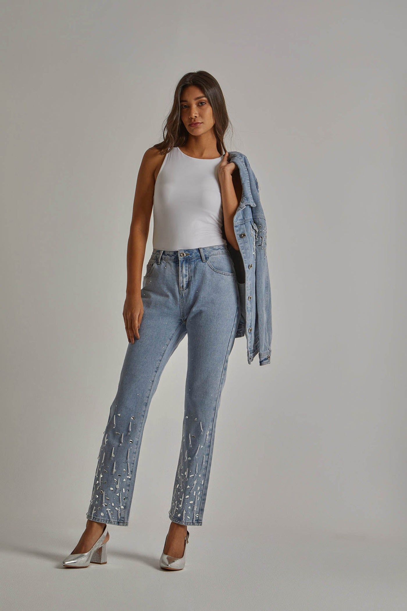 Jeans - Crystal Trimmed - Stylish