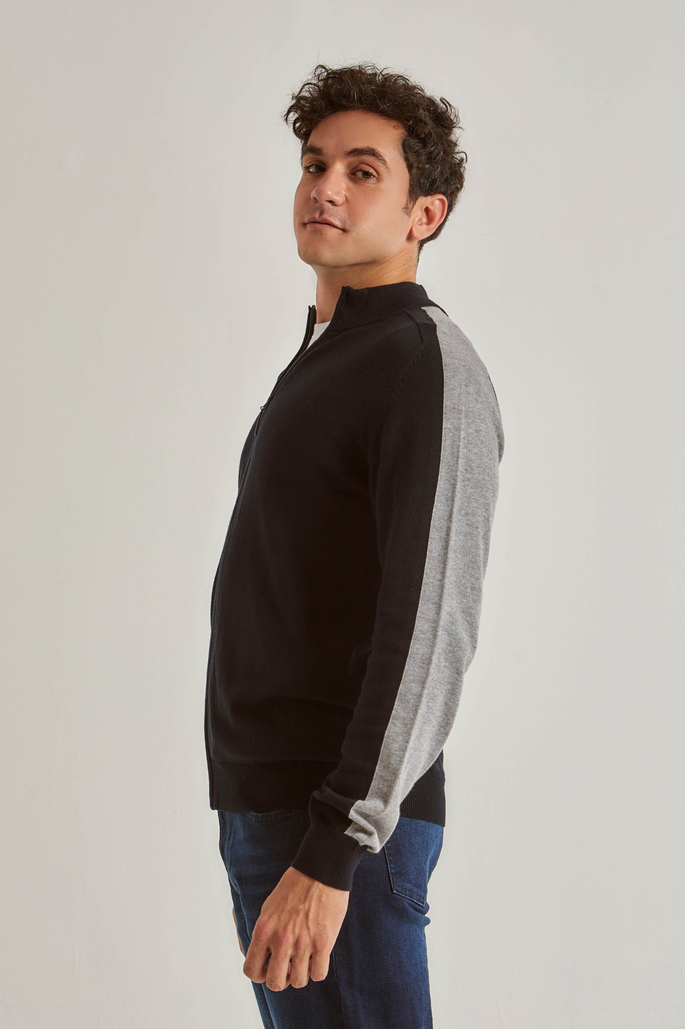 Sweater - Zipped - Bi-toned