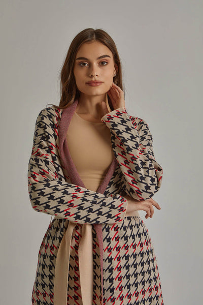 Cardigan - Houndstooth - Lace up