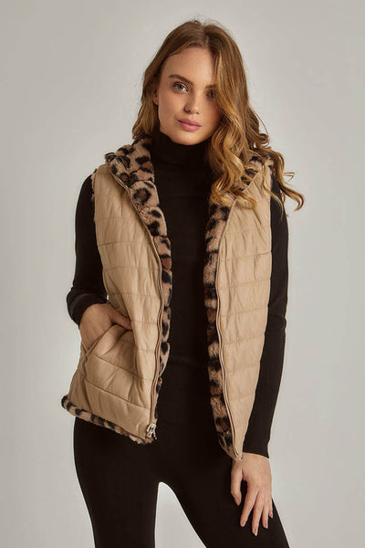 Vest - Animal Pattern - Hooded - Double Face