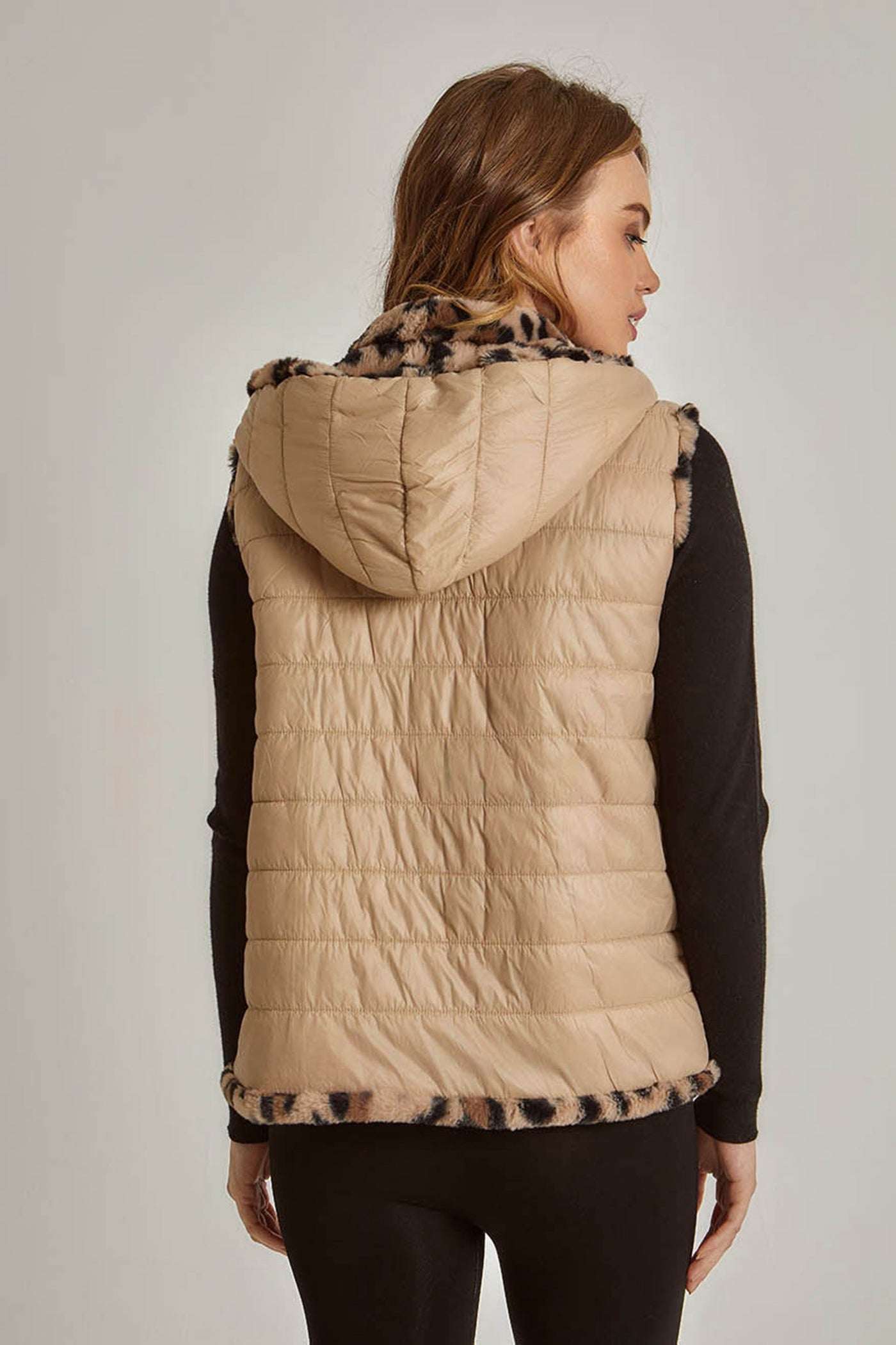 Vest - Animal Pattern - Hooded - Double Face