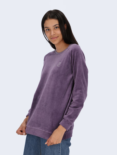 Soft Velvet Sweatshirt with Raglan Sleeves and Foil Print