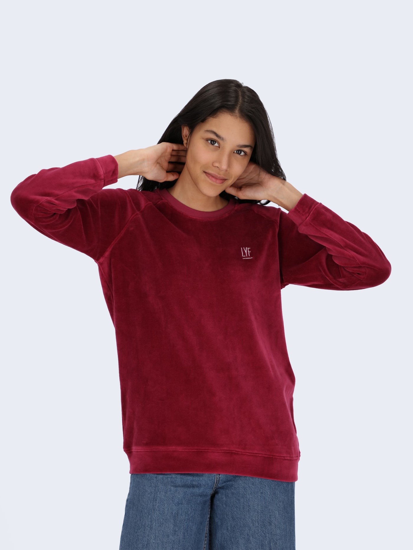Soft Velvet Sweatshirt with Raglan Sleeves and Foil Print