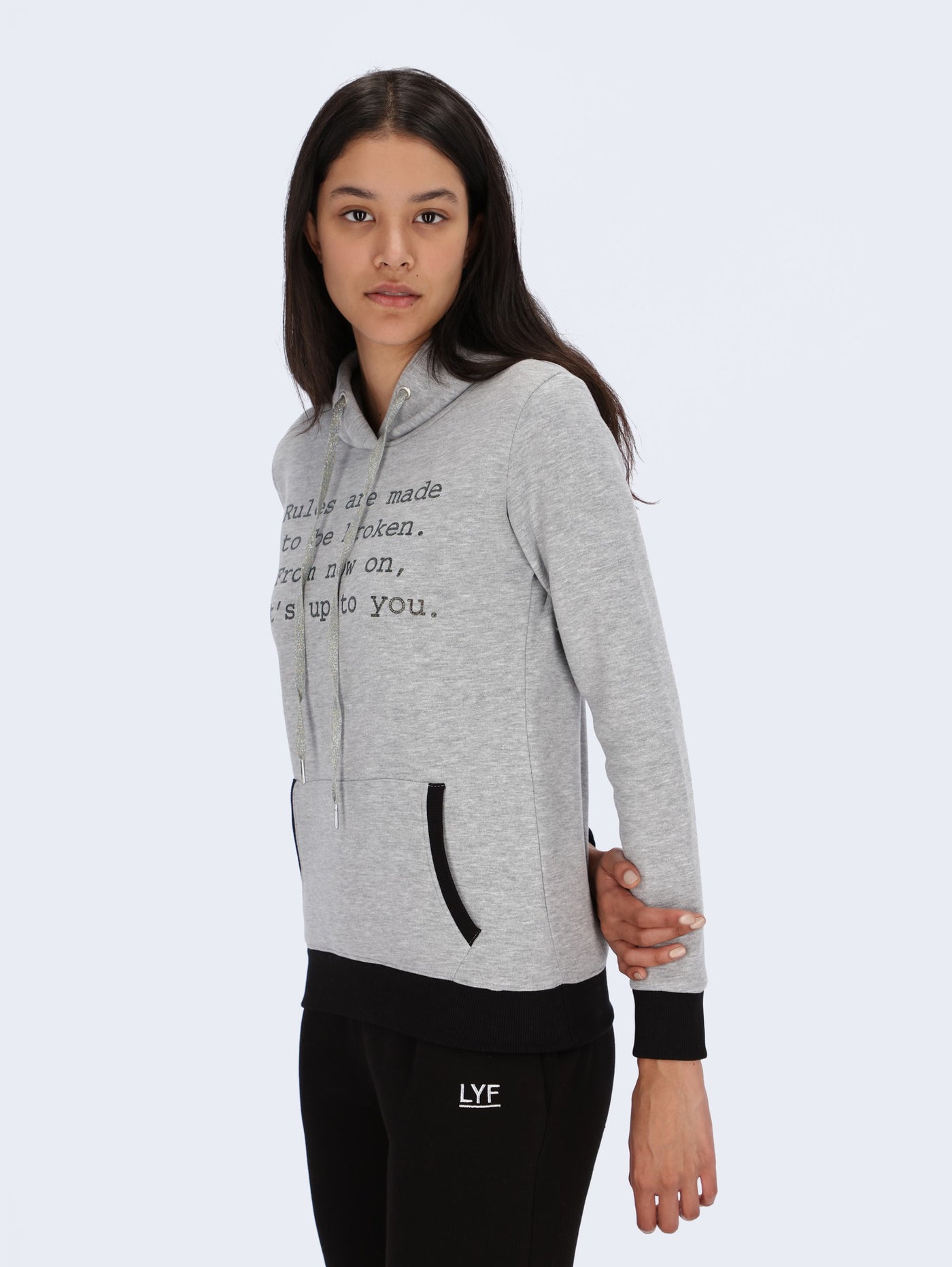 Rules Are Made Glitter Print Hoodie